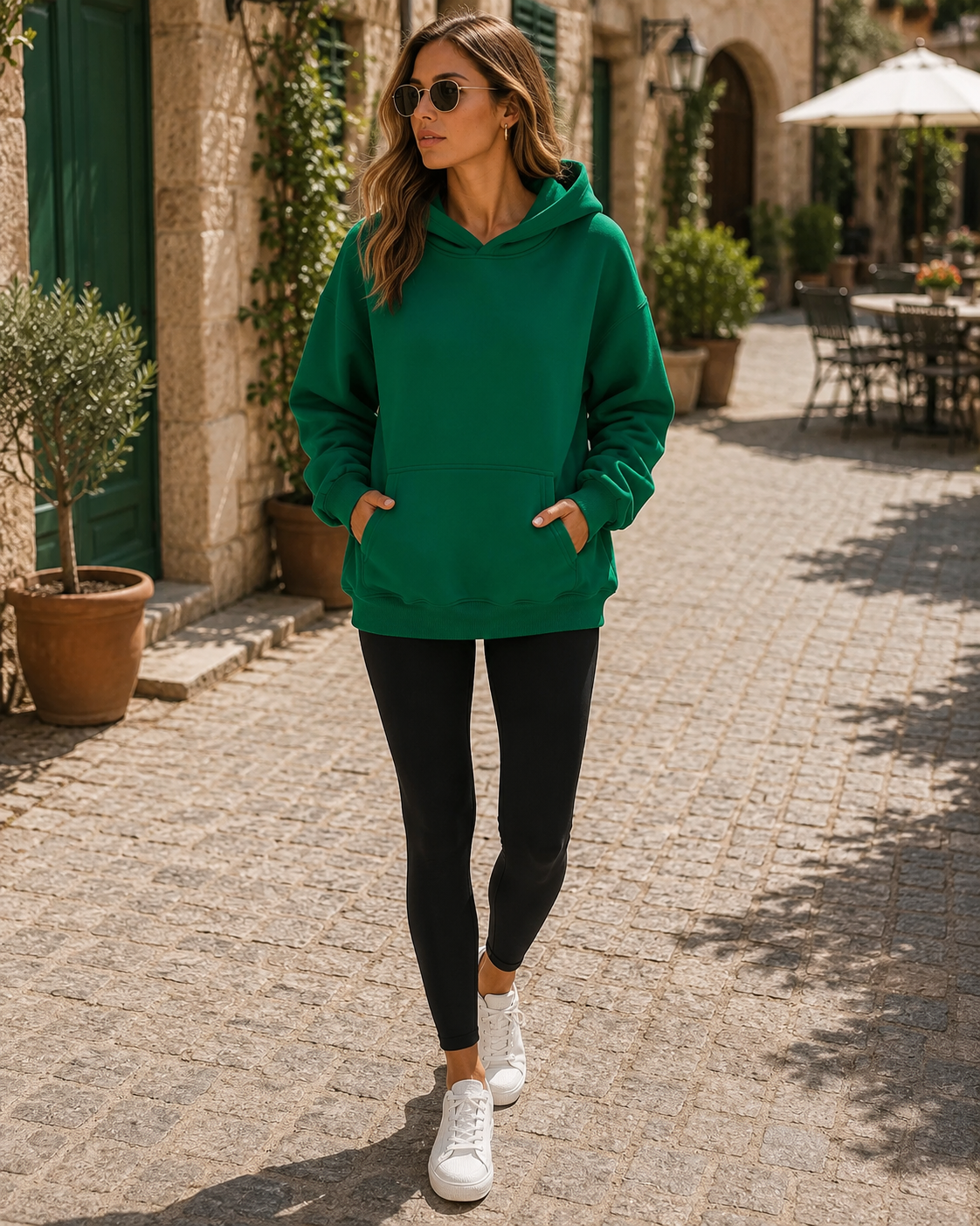 Sudadera con capucha Aroa para Mujer – Silueta holgada, Bolsillo canguro delantero y Hombros caídos