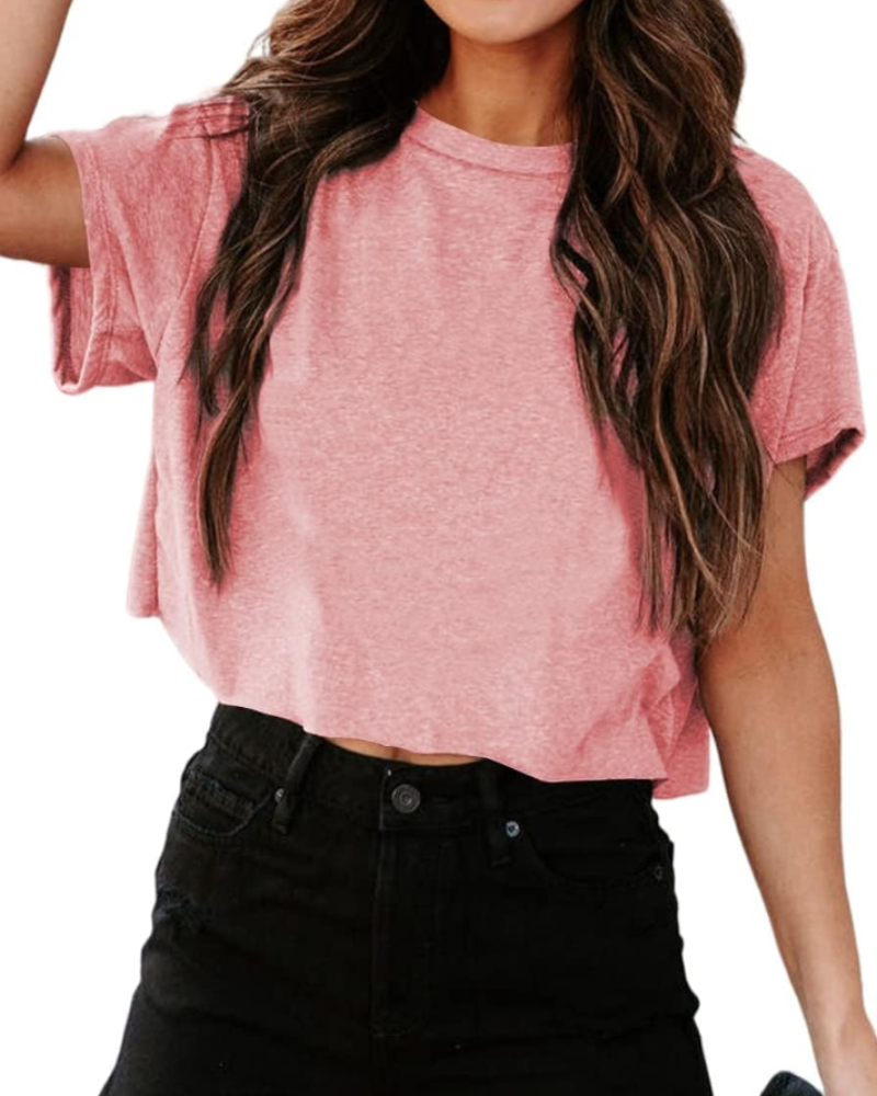 Talia Top Corto Gym Mujer – Oversize, Hombro Cut-Out y Tejido Elástico