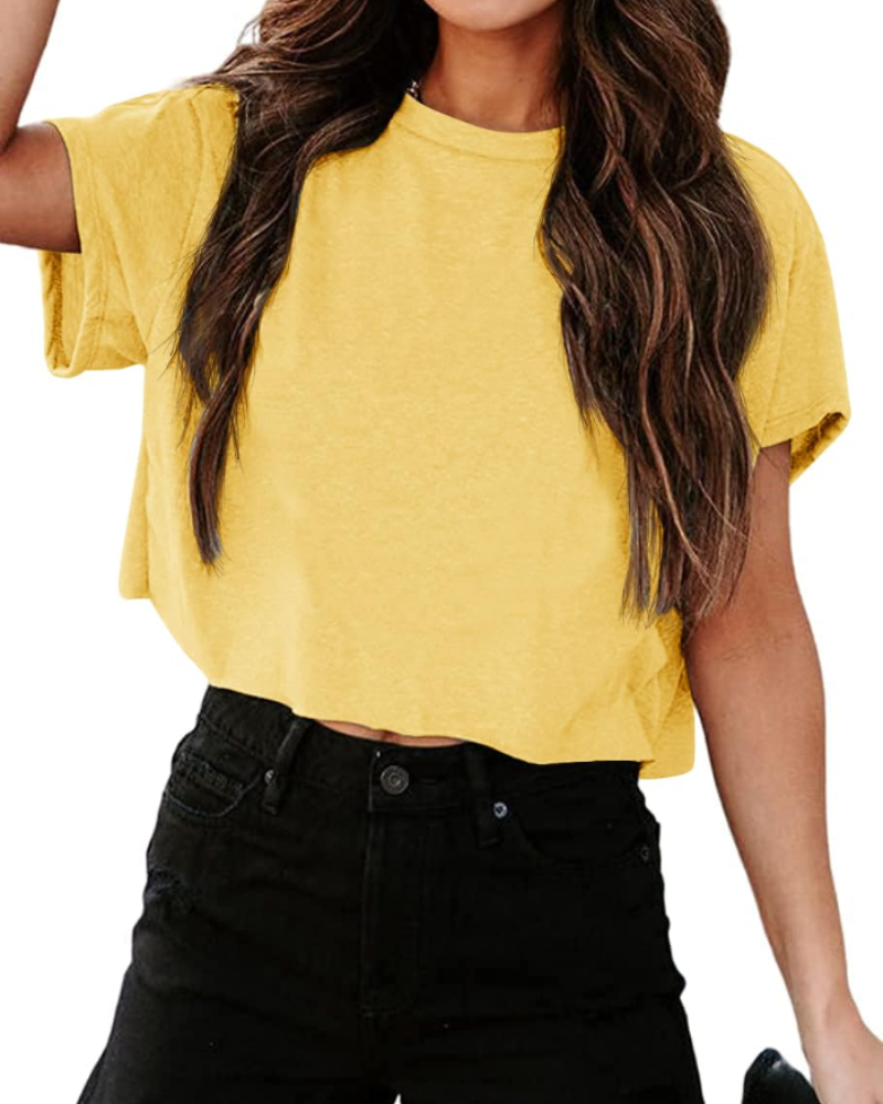 Talia Top Corto Gym Mujer – Oversize, Hombro Cut-Out y Tejido Elástico
