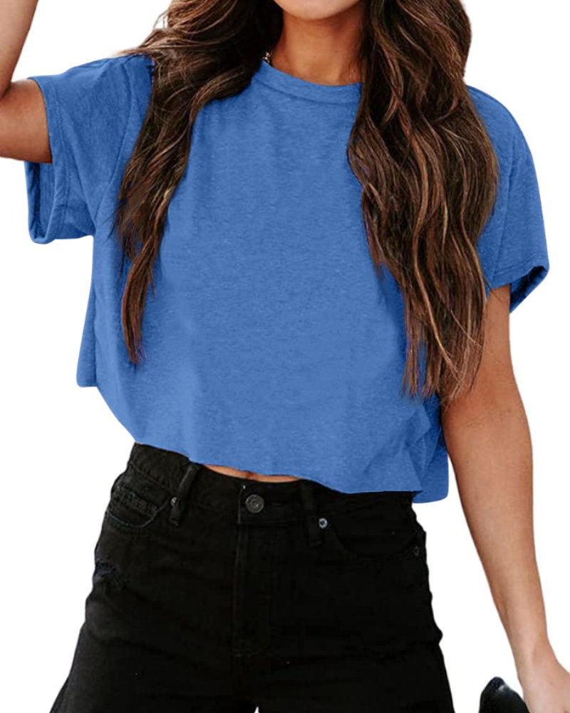 Talia Top Corto Gym Mujer – Oversize, Hombro Cut-Out y Tejido Elástico
