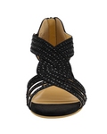 Celeste Sandalias Cuña Mujer – Pedrería Brillante, Plantilla Látex y Tacón 5,7 cm