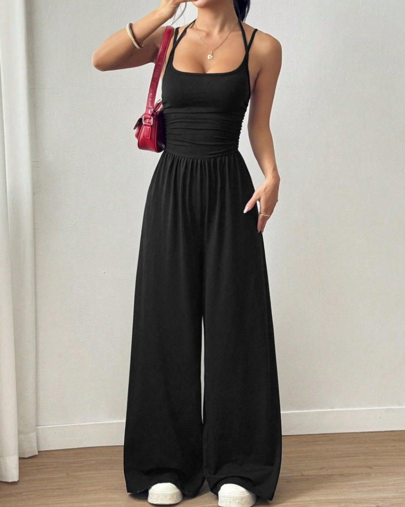 Scarlett Mono Mujer – Pierna Ancha, Tirantes Finos y Cintura Elástica