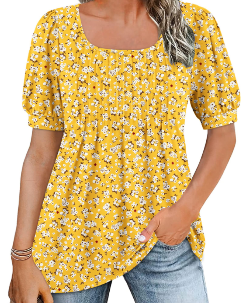 Ruby Top Túnica Mujer – Cuello Cuadrado, Mangas Abullonadas y Corte Suelto