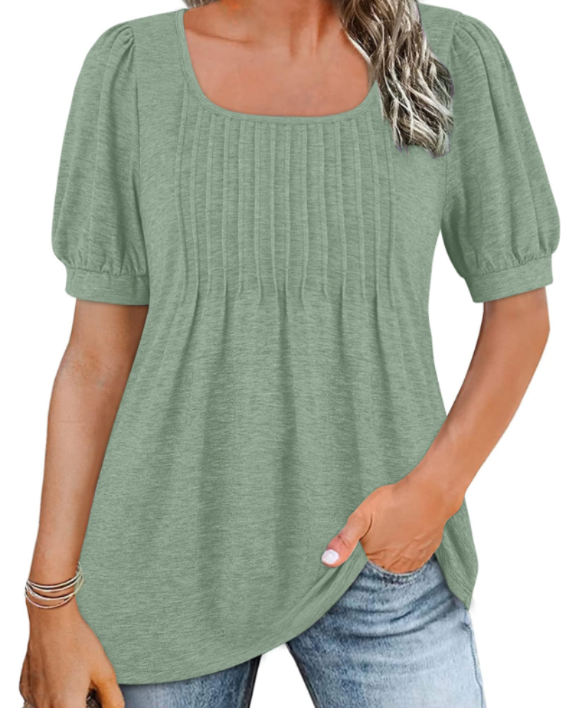 Ruby Top Túnica Mujer – Cuello Cuadrado, Mangas Abullonadas y Corte Suelto