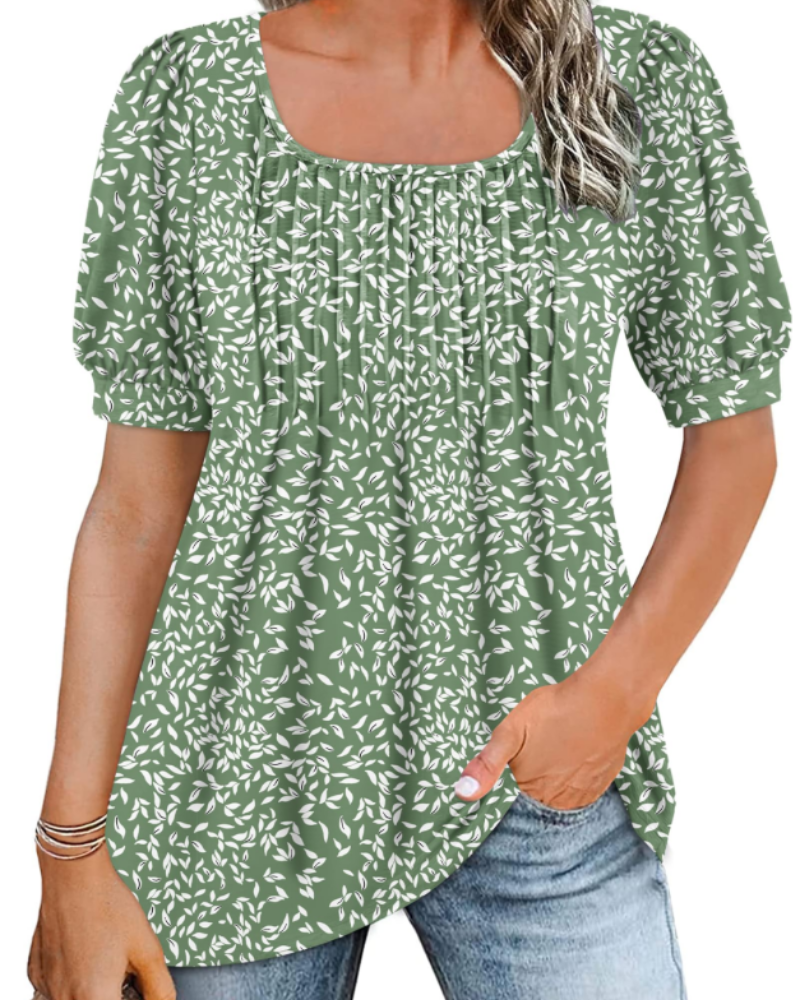 Ruby Top Túnica Mujer – Cuello Cuadrado, Mangas Abullonadas y Corte Suelto