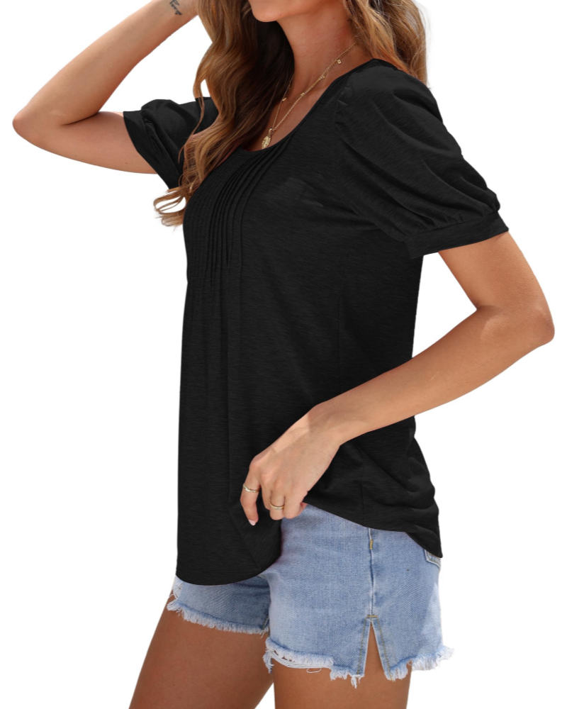 Ruby Top Túnica Mujer – Cuello Cuadrado, Mangas Abullonadas y Corte Suelto