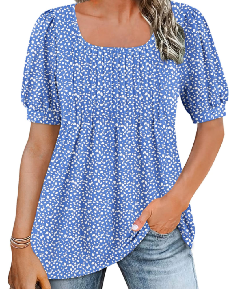 Ruby Top Túnica Mujer – Cuello Cuadrado, Mangas Abullonadas y Corte Suelto