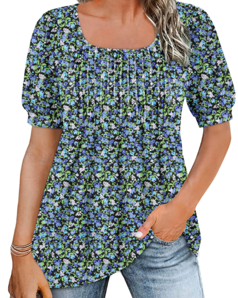 Ruby Top Túnica Mujer – Cuello Cuadrado, Mangas Abullonadas y Corte Suelto