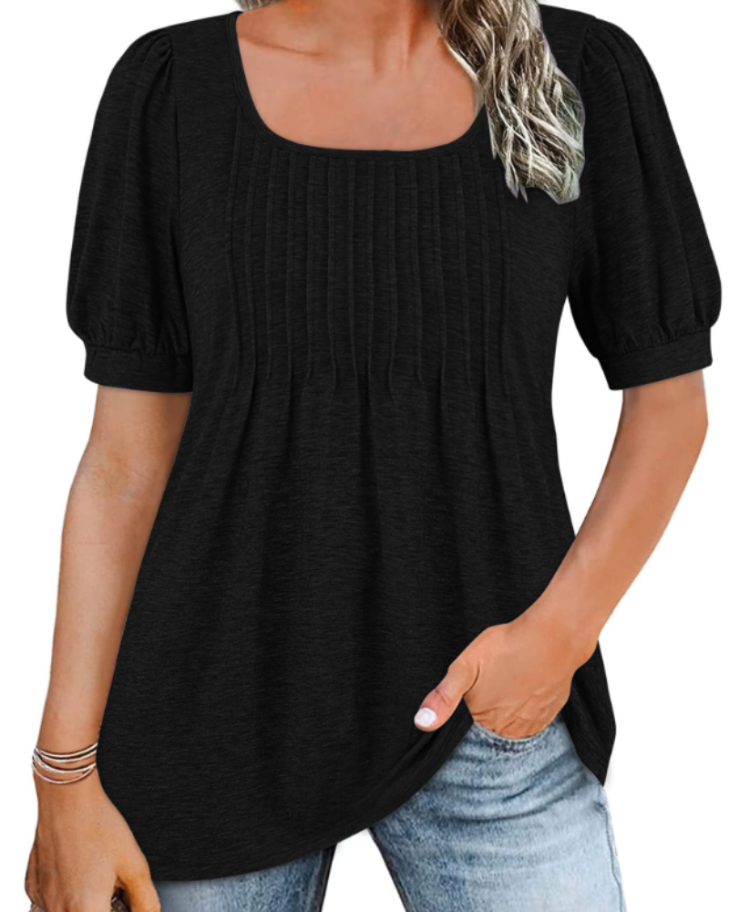 Ruby Top Túnica Mujer – Cuello Cuadrado, Mangas Abullonadas y Corte Suelto
