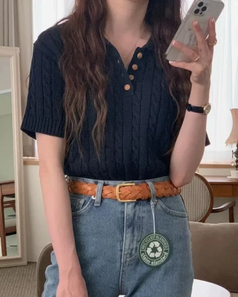 Megan Polo Básico Mujer – Cuello Clásico, Botones y Estilo Smart Casual