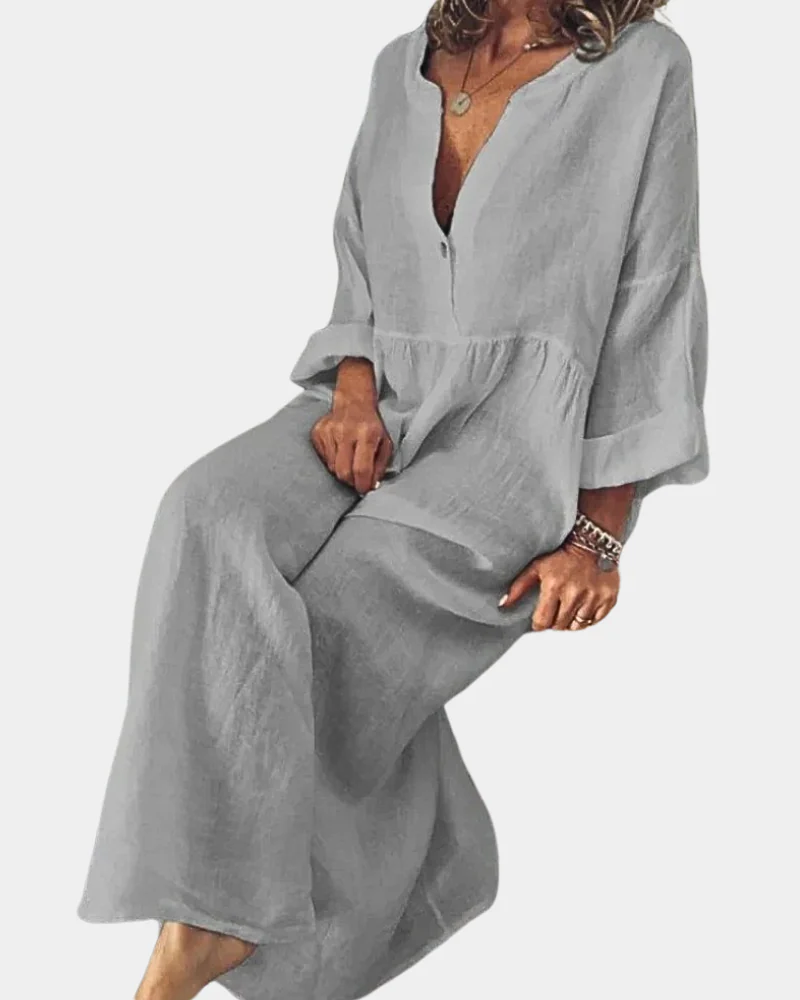 Elowen Vestido Casual Mujer – Diseño Monocromático, Corte Favorecedor y Versátil