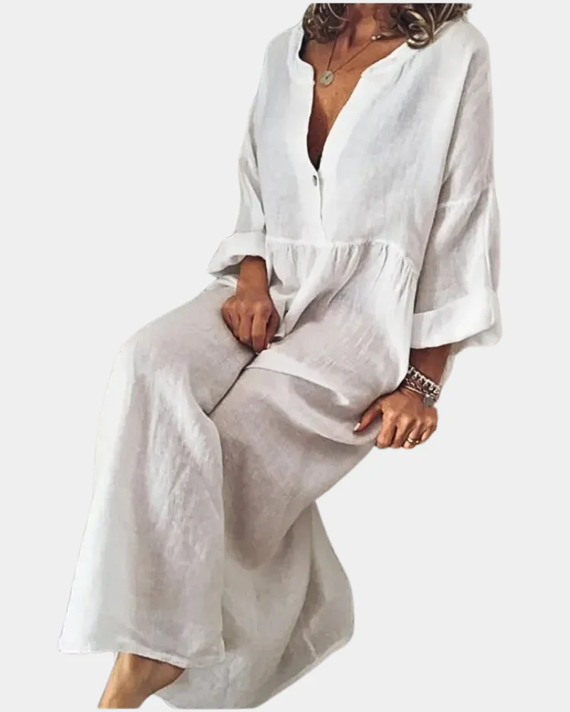 Elowen Vestido Casual Mujer – Diseño Monocromático, Corte Favorecedor y Versátil