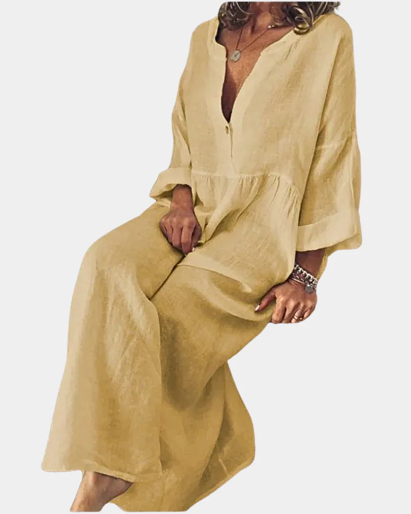 Elowen Vestido Casual Mujer – Diseño Monocromático, Corte Favorecedor y Versátil