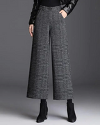Florence Pantalones de Cuadros Mujer – Cintura Alta, Pierna Ancha y Corte Fluido