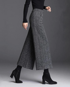 Florence Pantalones de Cuadros Mujer – Cintura Alta, Pierna Ancha y Corte Fluido