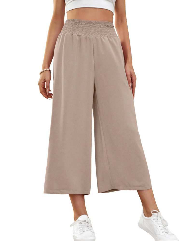 Mabel Pantalón Capri Mujer – 7/8 Culotte con Cintura Elástica y Bolsillos
