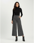 Florence Pantalones de Cuadros Mujer – Cintura Alta, Pierna Ancha y Corte Fluido