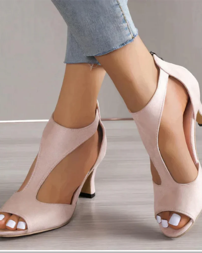 Rowan Zapatos de Tacón Mujer – Diseño Cut-Out, Punta Abierta y Tacón Fino
