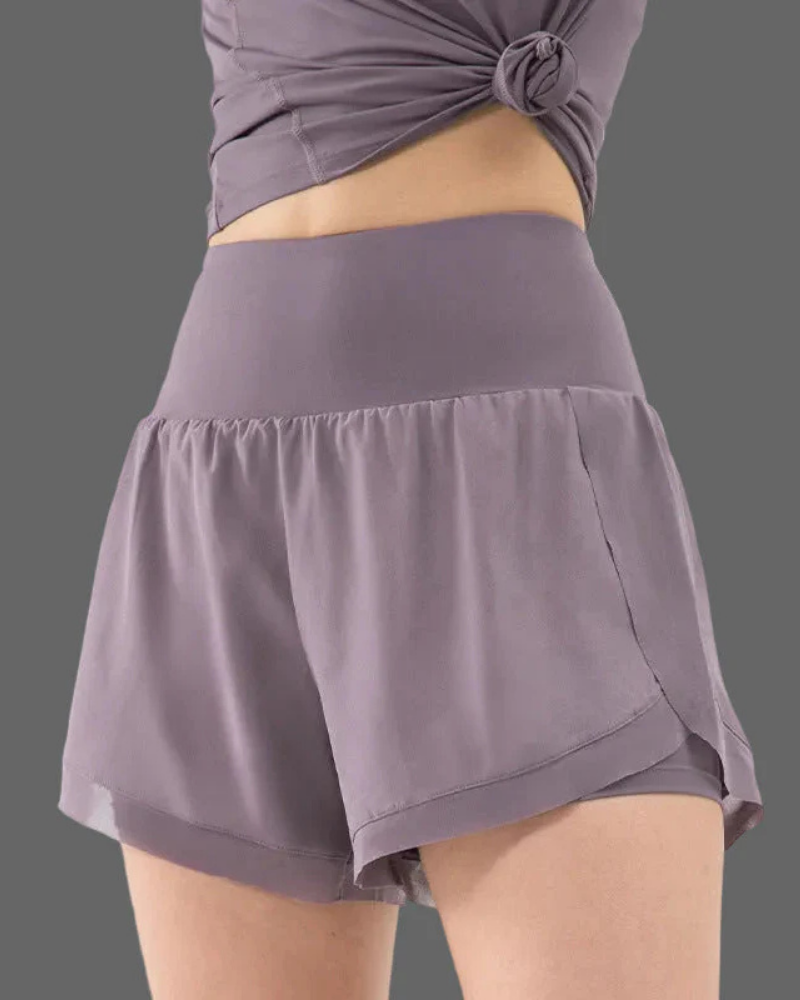 Cassandra Shorts Deportivos 2 en 1 Mujer – Tiro Alto, Malla Interior y Bolsillos