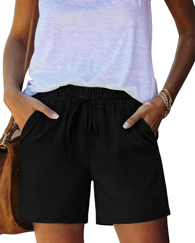 Aria Shorts Mujer – Cintura Elástica con Cordón, Bolsillos y Corte Recto