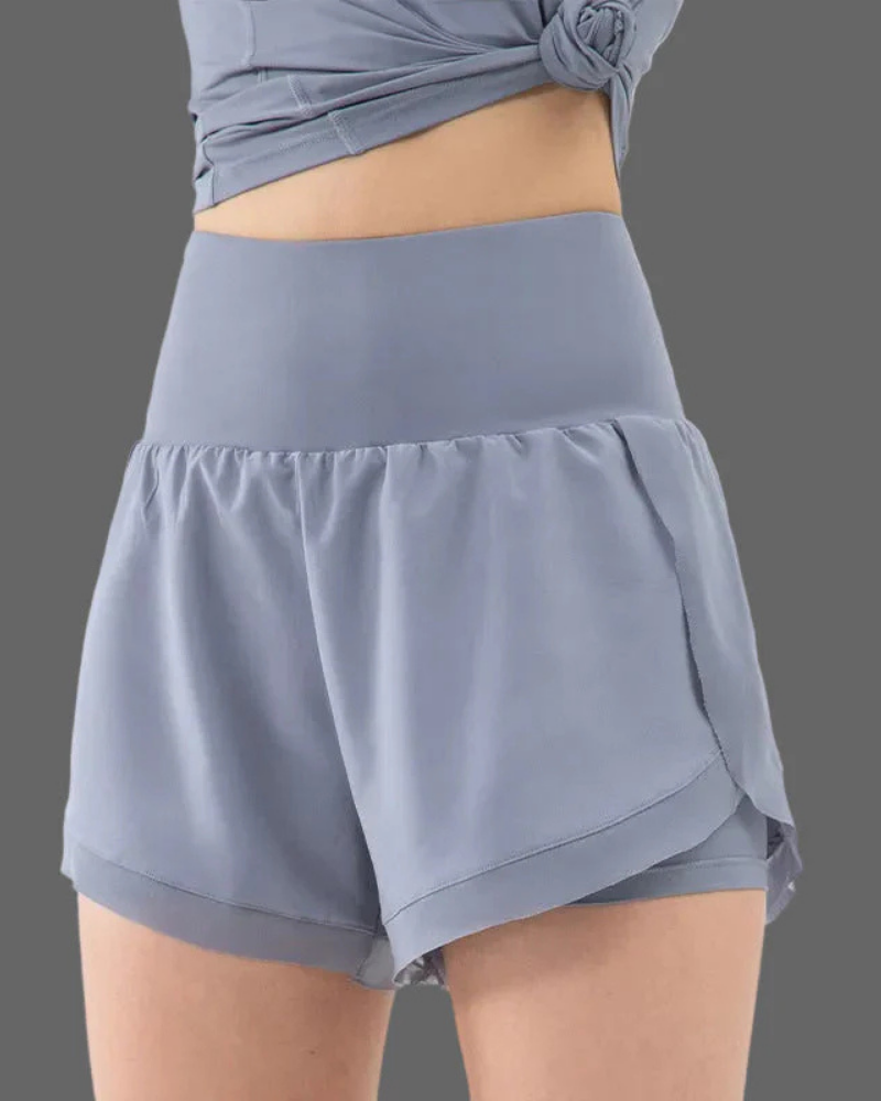 Cassandra Shorts Deportivos 2 en 1 Mujer – Tiro Alto, Malla Interior y Bolsillos