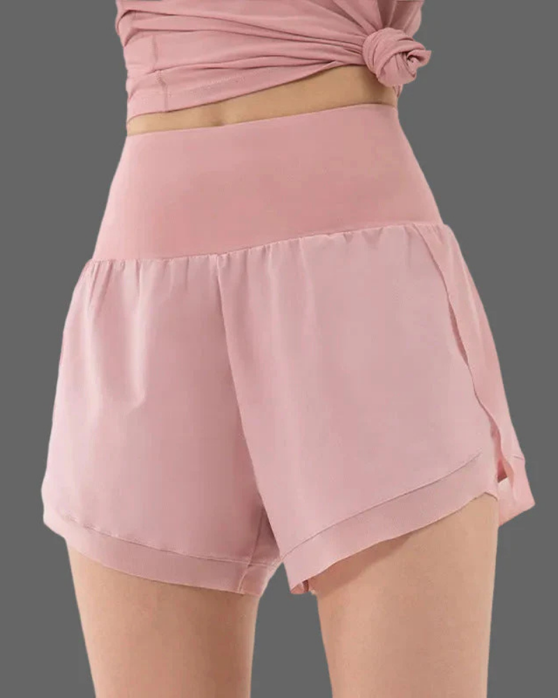 Cassandra Shorts Deportivos 2 en 1 Mujer – Tiro Alto, Malla Interior y Bolsillos