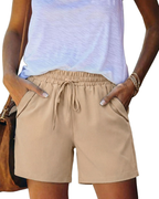 Aria Shorts Mujer – Cintura Elástica con Cordón, Bolsillos y Corte Recto