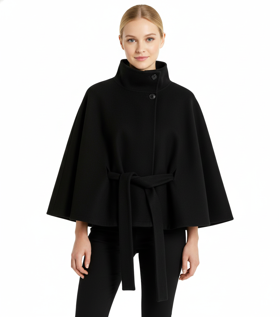 Abrigo de lana Daniela para Mujer – Cuello mao, Cálido y Cuello alto