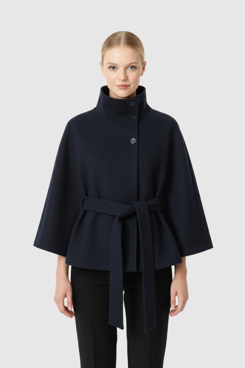 Abrigo de lana Daniela para Mujer – Cuello mao, Cálido y Cuello alto