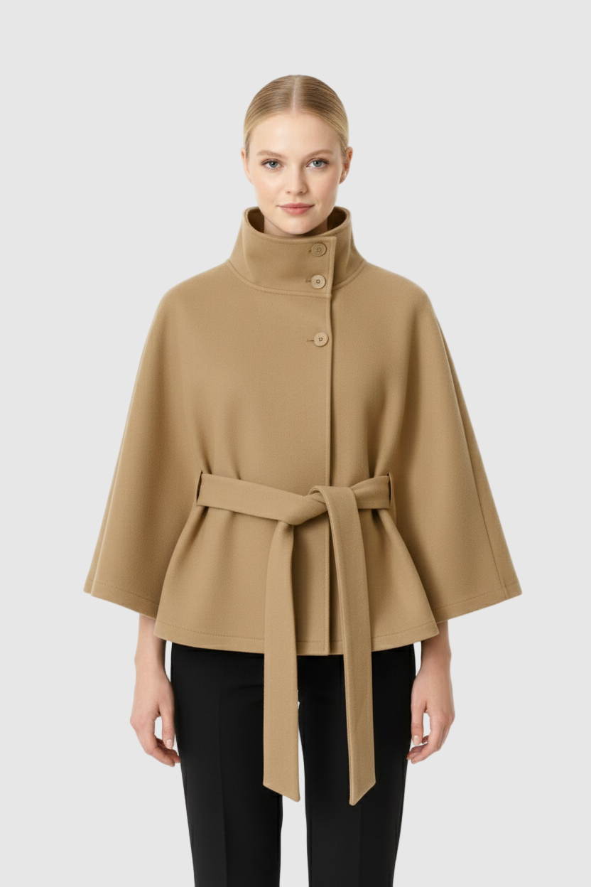 Abrigo de lana Daniela para Mujer – Cuello mao, Cálido y Cuello alto