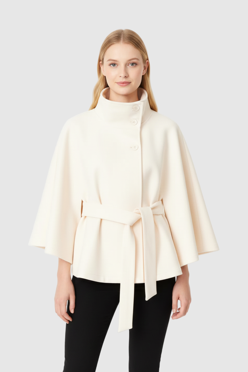 Abrigo de lana Daniela para Mujer – Cuello mao, Cálido y Cuello alto