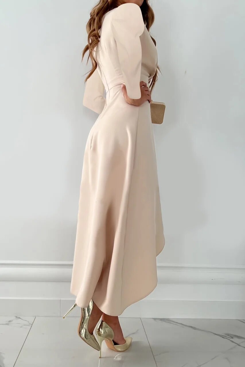 Tessa Robe Élégante pour Femme – Robe Col V Manches Longues Chic