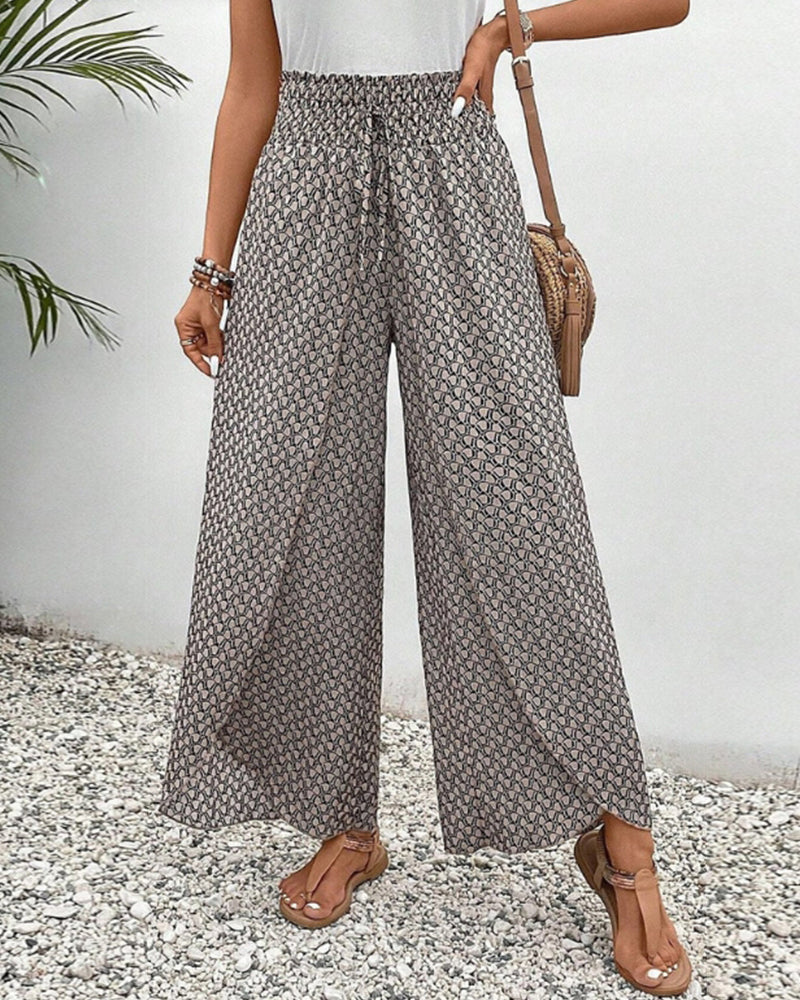 Sophia Pantalon femme – Pantalon palazzo taille haute à jambes larges élégant