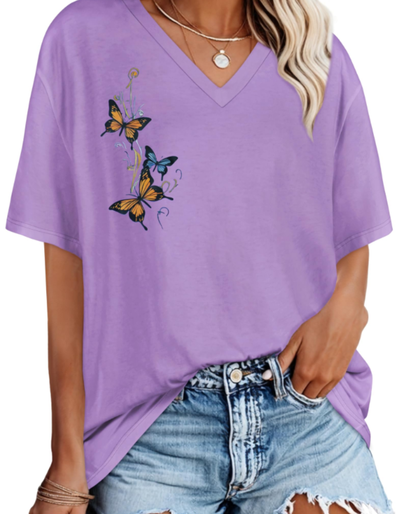Maya Camiseta Mujer – Escote en V, Manga Corta y Tejido Elástico Ligero