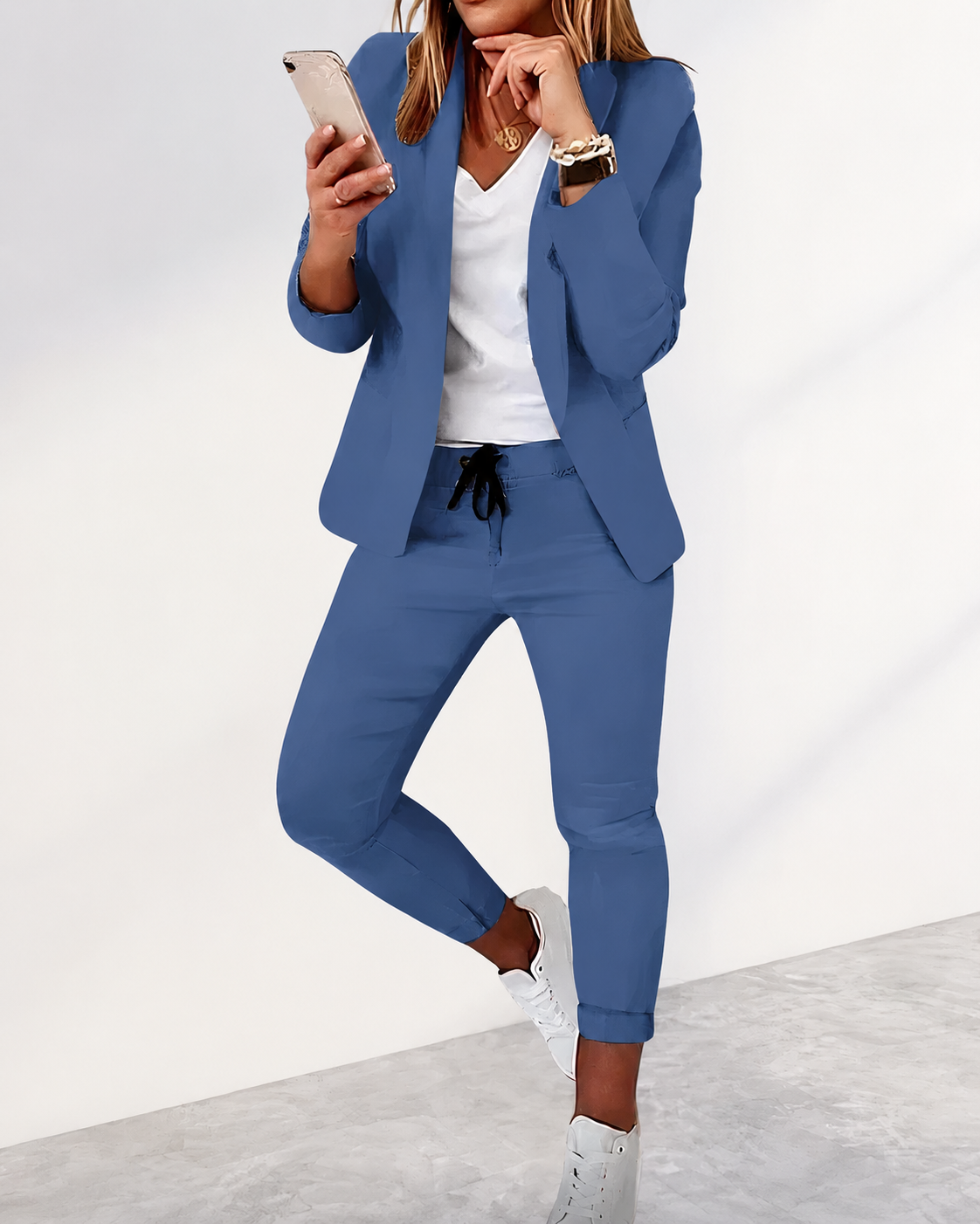 Kailani Traje Mujer 2 Piezas – Blazer, Pantalón y Corte Fluido