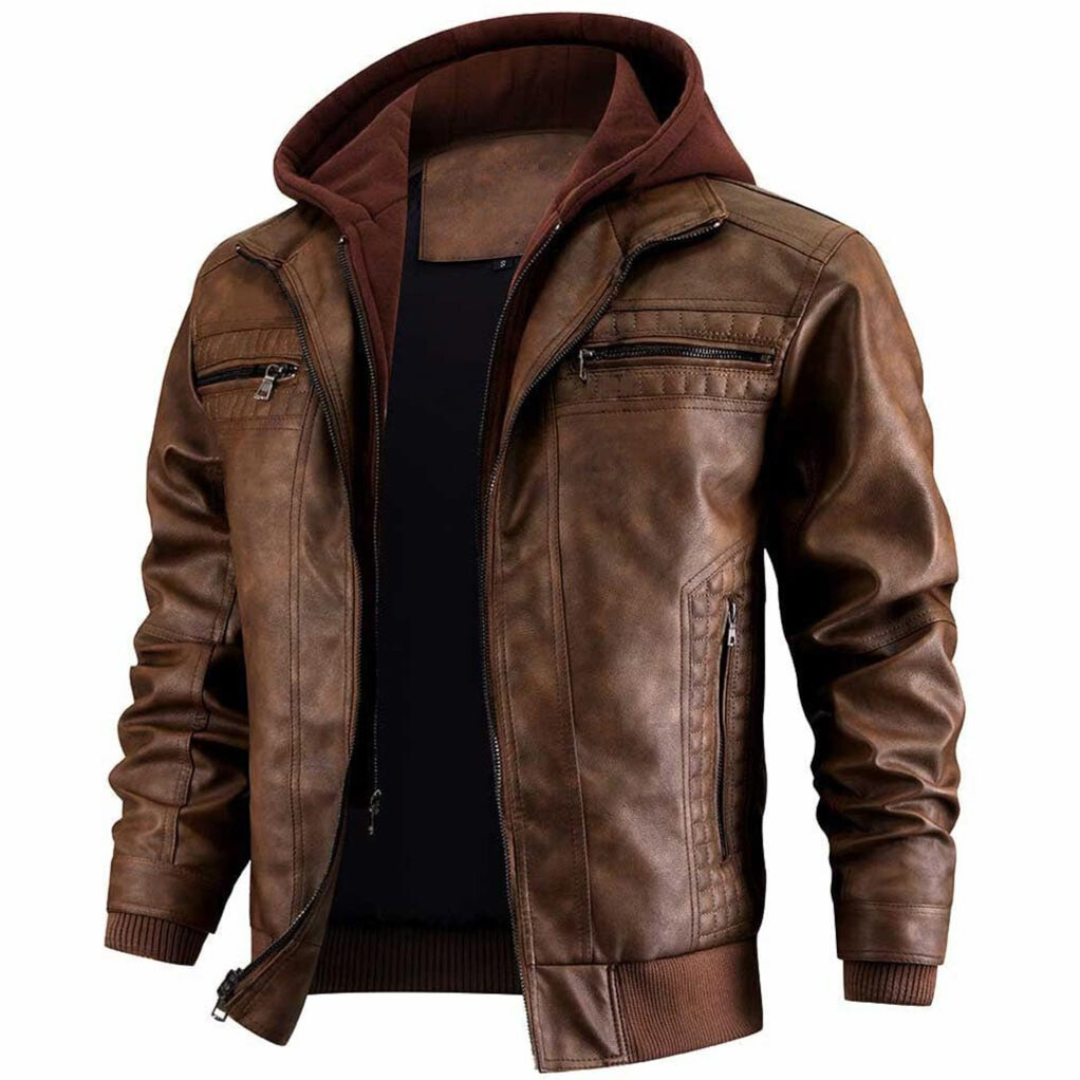 Chaqueta de piel Álvaro para Hombre – Con capucha