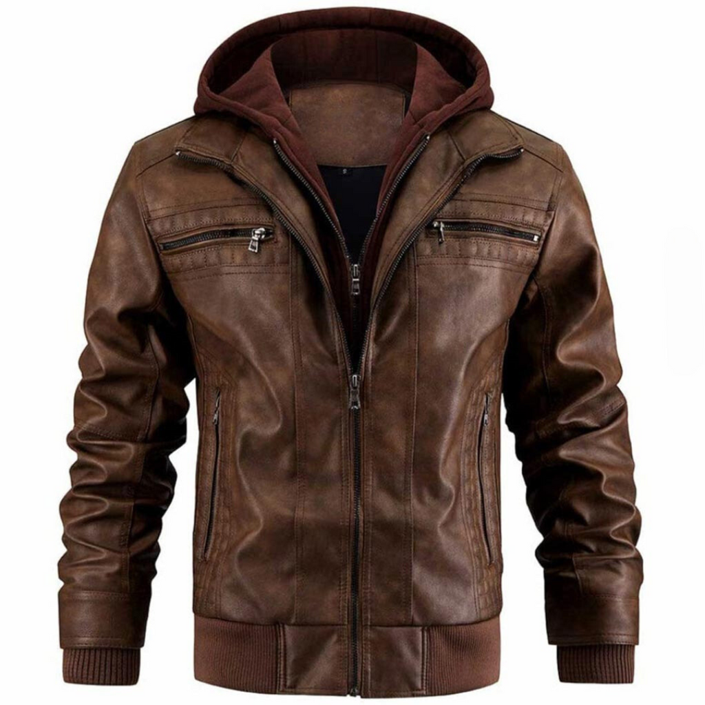 Chaqueta de piel Álvaro para Hombre – Con capucha