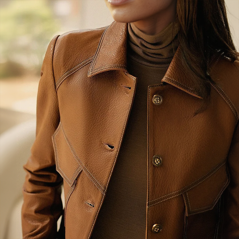 Chaqueta de piel Pilar para Mujer – Sofisticado, Afelpado y Bolsillos prácticos