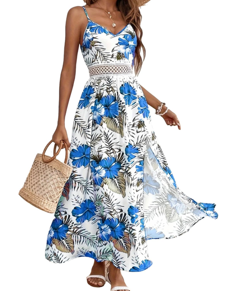 Paige Robe Maxi Fleurie Femme – Bretelles Fines, Col U et Silhouette Fluide