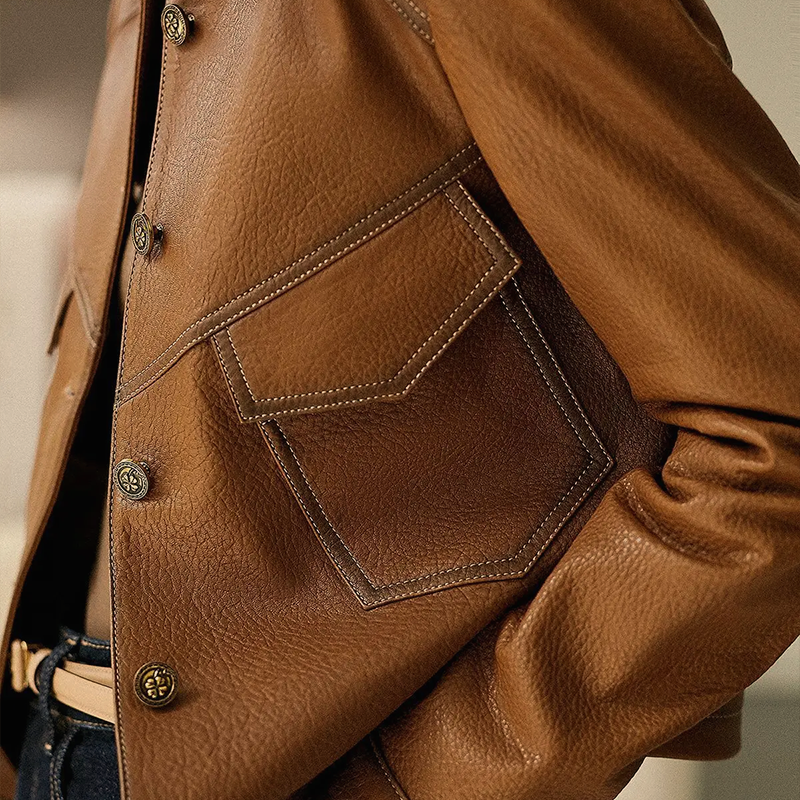 Chaqueta de piel Pilar para Mujer – Sofisticado, Afelpado y Bolsillos prácticos