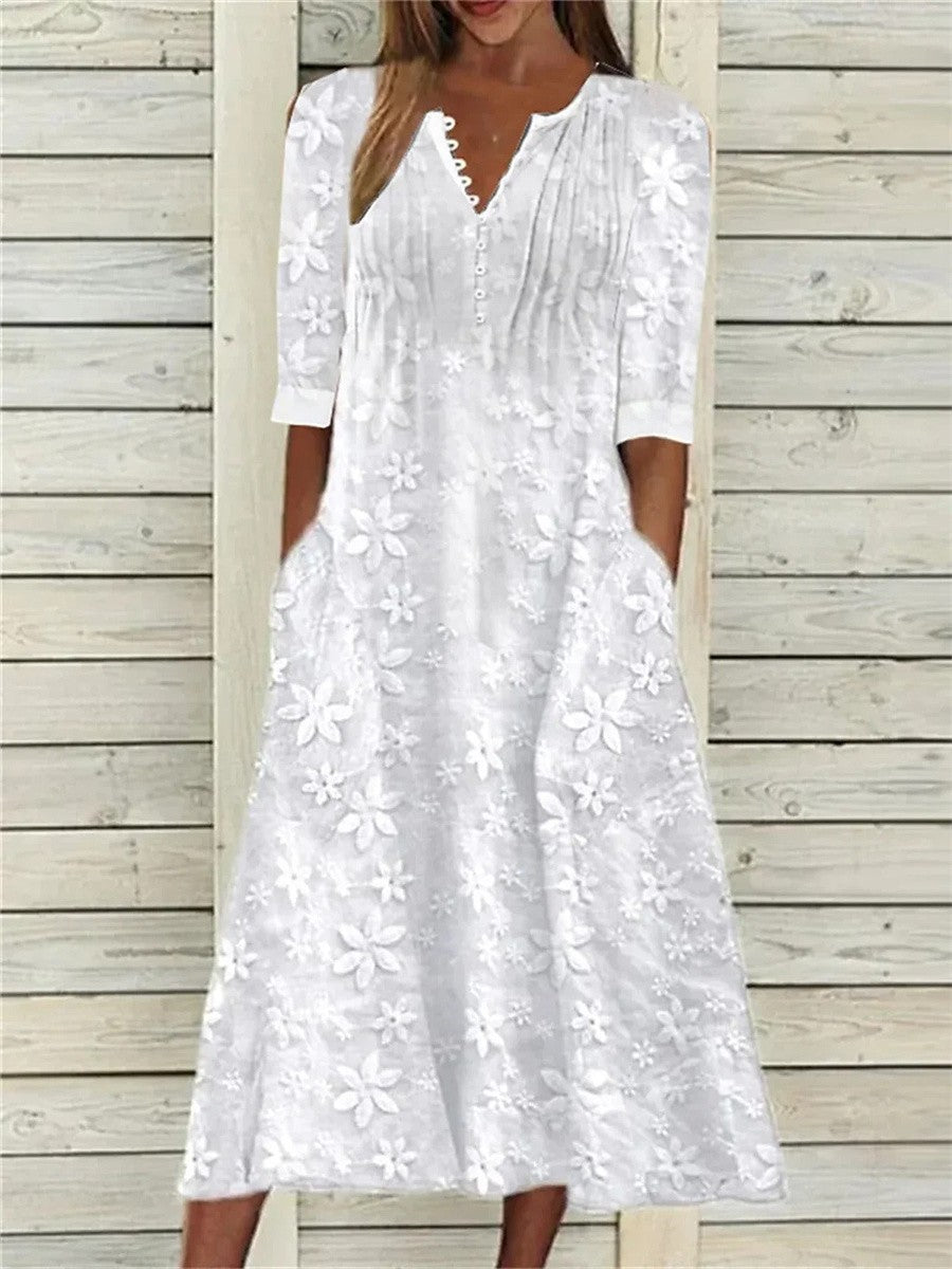 Miya Robe Longue Florale pour Femme – Robe Maxi en Coton Élégante Été