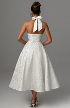 Iris Robe midi élégante pour femme – Robe corset fleurie invitée mariage