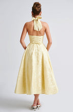 Iris Robe midi élégante pour femme – Robe corset fleurie invitée mariage