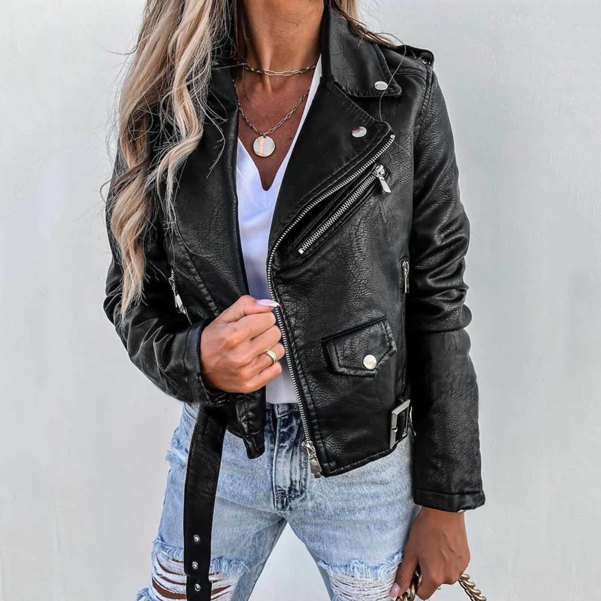 Chaqueta de piel Martina para Mujer – Cuello mao, Estilo atemporal y Cuello alto