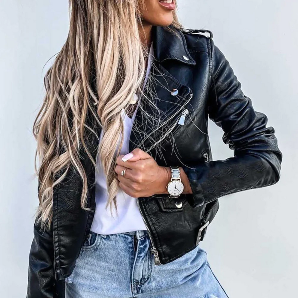 Chaqueta de piel Martina para Mujer – Cuello mao, Estilo atemporal y Cuello alto