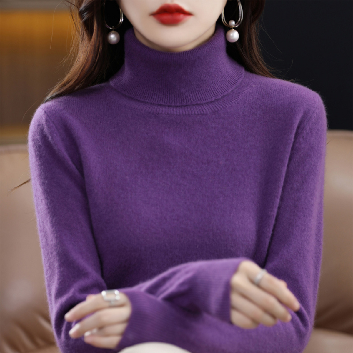 Suéter de cuello alto Rocío para Mujer – Punto afelpado, Cálido y Elegante