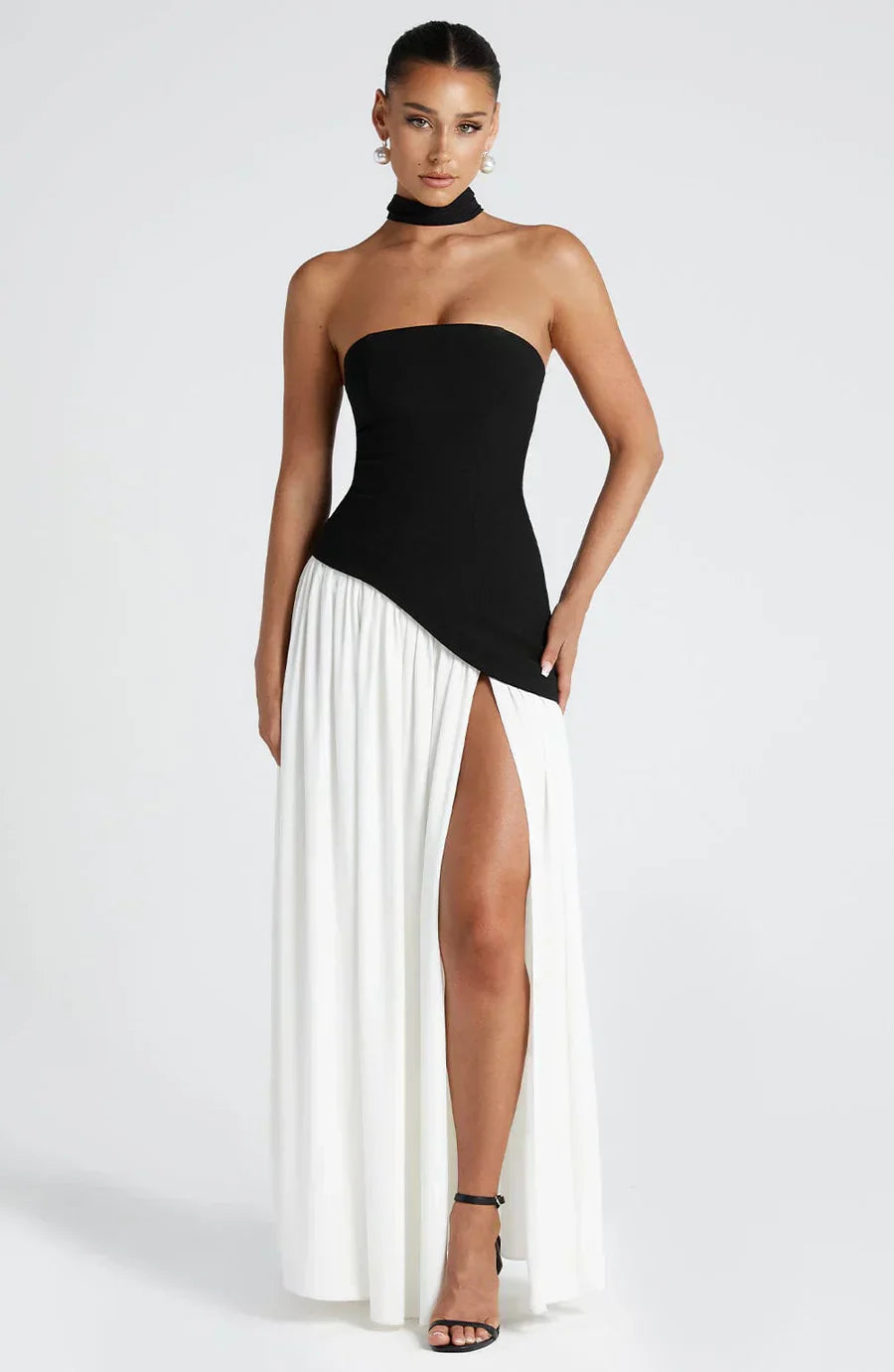 Victoria Robe de Soirée pour Femme – Robe Bustier Élégante avec Fente