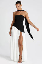 Victoria Robe de Soirée pour Femme – Robe Bustier Élégante avec Fente