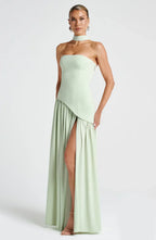 Victoria Robe de Soirée pour Femme – Robe Bustier Élégante avec Fente