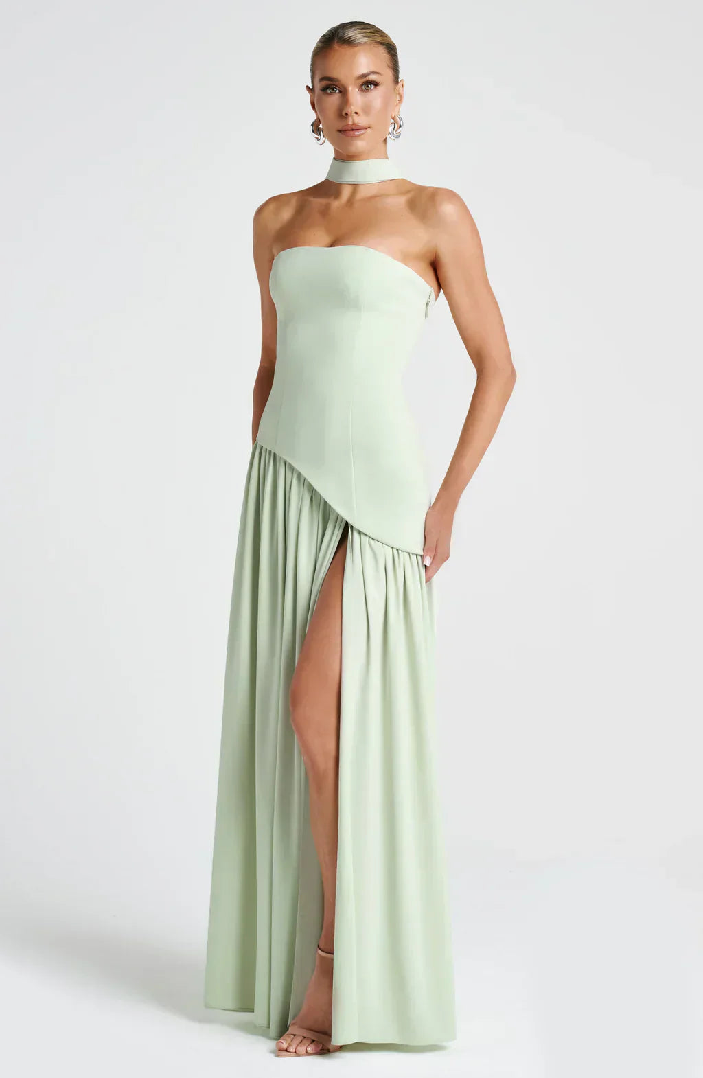 Victoria Robe de Soirée pour Femme – Robe Bustier Élégante avec Fente